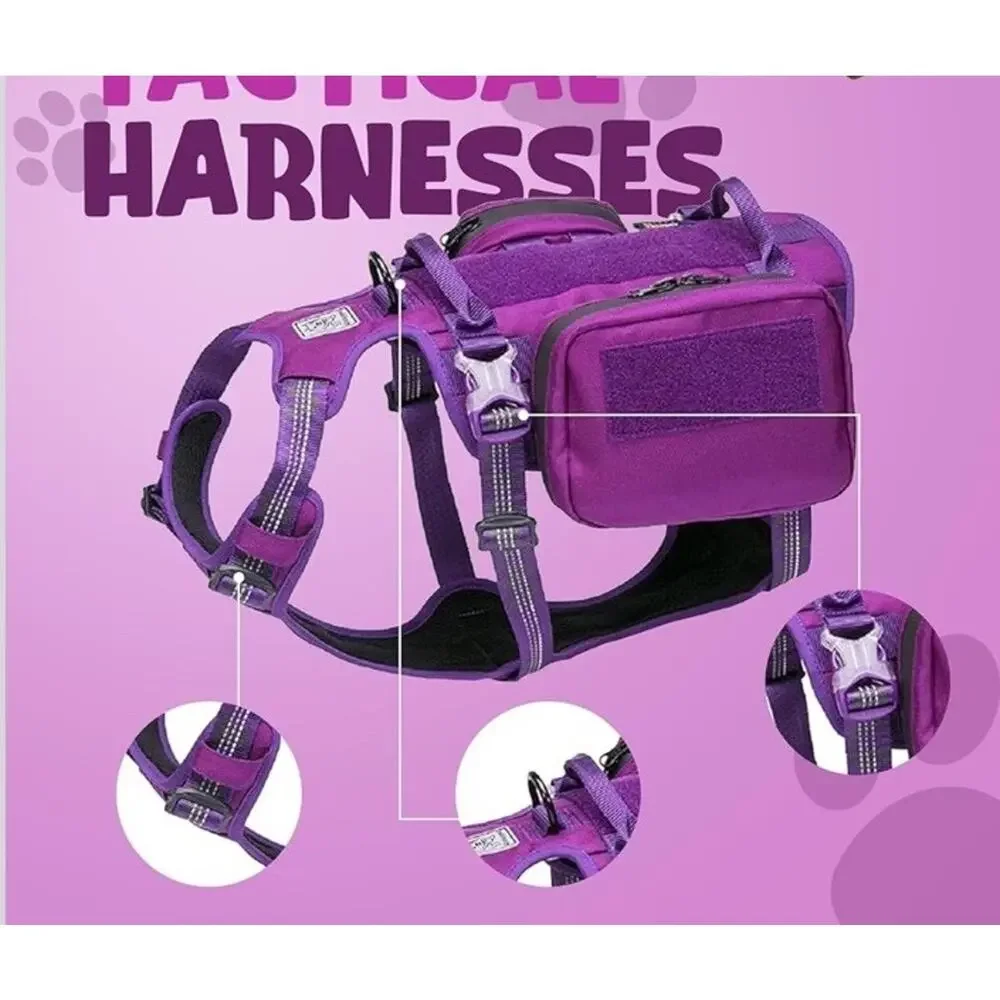 Tactical Harness Vest with Waterproof Backpack Medium (Purple) chest 22-27 inch